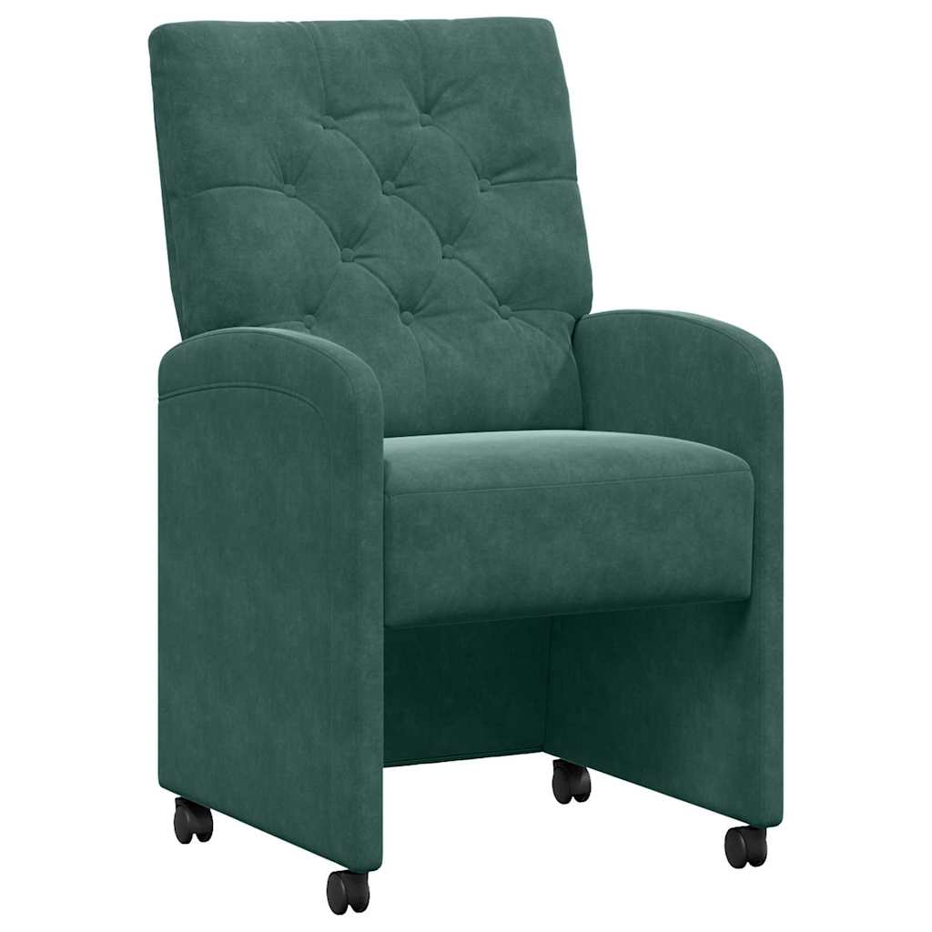 Valgomojo Kėdės su Ratukais 2 pcs Tamsiai žalia 58 x 67 x 97 cm