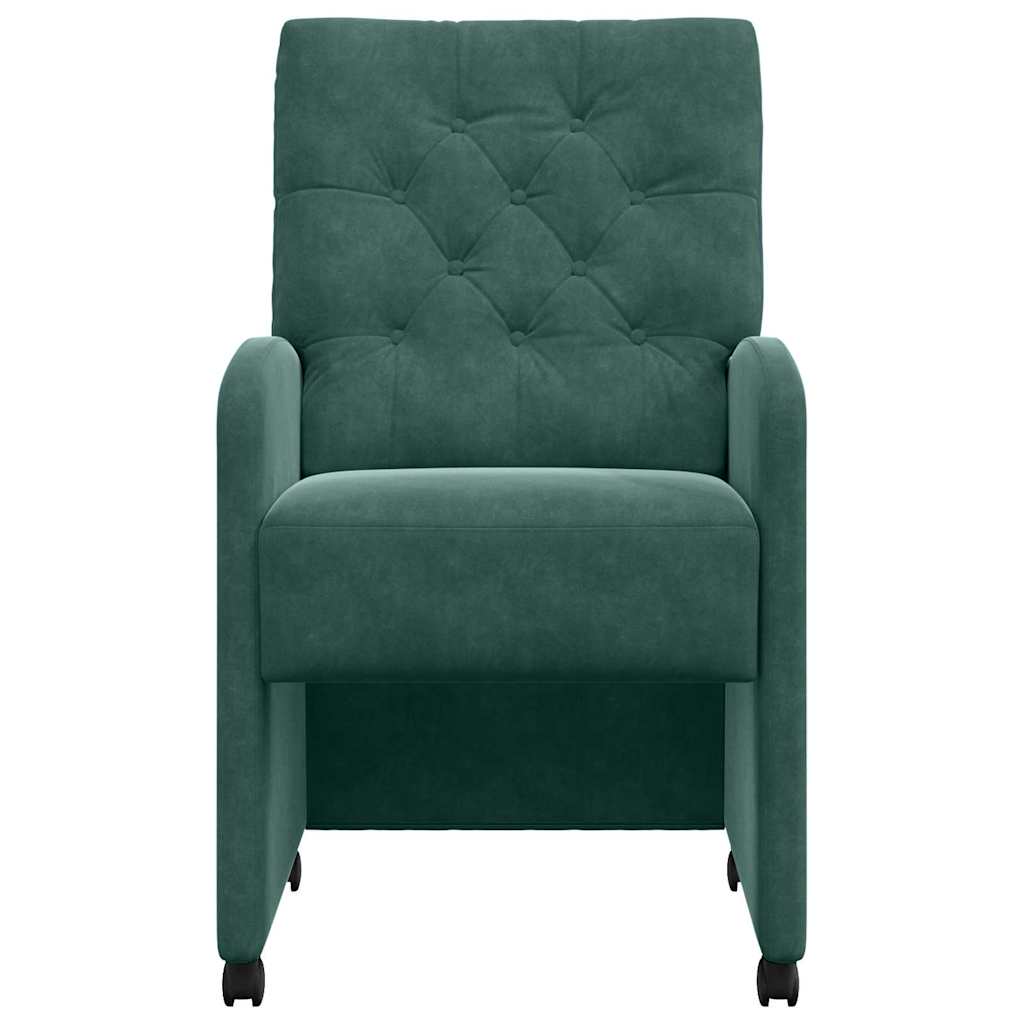 Valgomojo Kėdės su Ratukais 2 pcs Tamsiai žalia 58 x 67 x 97 cm