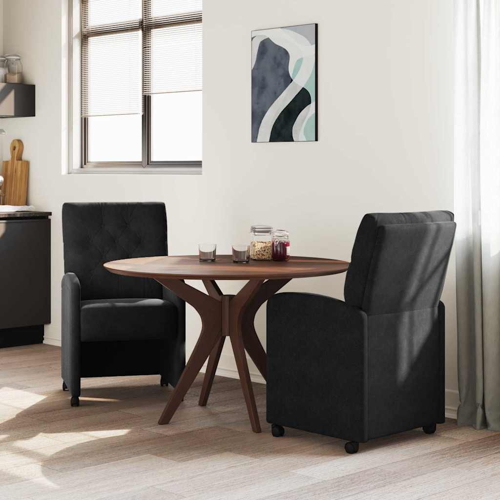 Valgomojo Kėdės su Ratukais 2 pcs Juoda 58 x 67 x 97 cm Aksomas