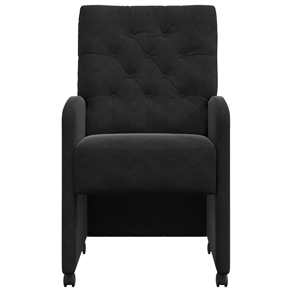 Valgomojo Kėdės su Ratukais 2 pcs Juoda 58 x 67 x 97 cm Aksomas