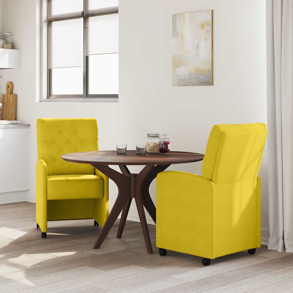 Valgomojo Kėdės su Ratukais 2 pcs Geltona 58 x 67 x 97 cm