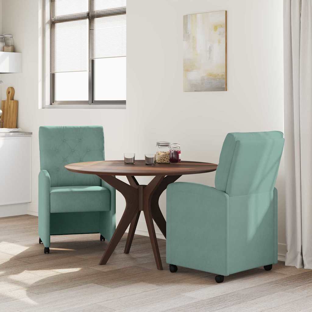 Valgomojo Kėdės su Ratukais 2 pcs jūros žalia 58 x 67 x 97 cm