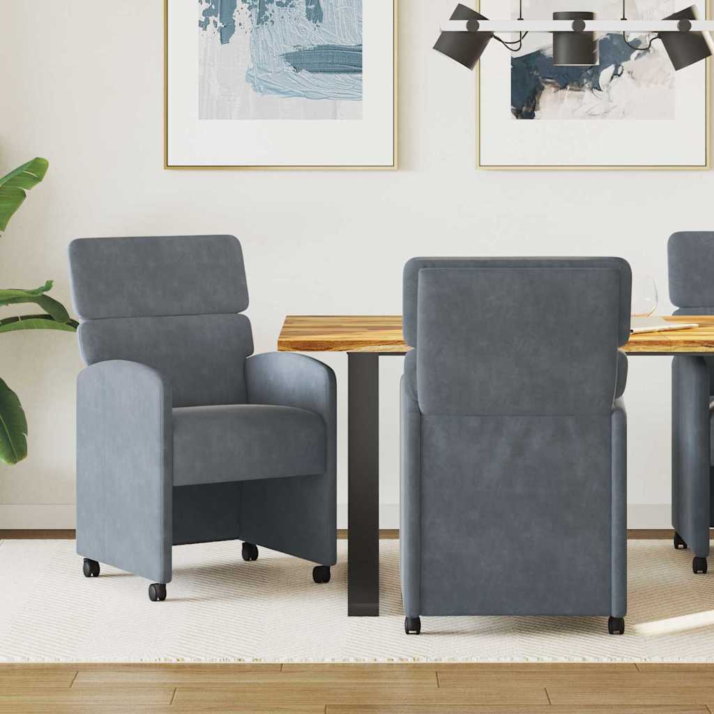 Valgomojo Kėdės su Ratukais 2 pcs Tamsiai pilka 58 x 65 x 98 cm