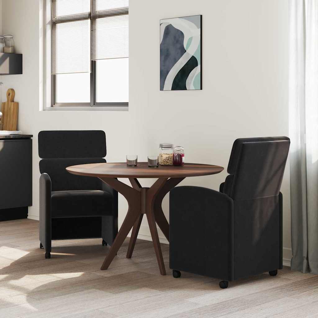 Valgomojo Kėdės su Ratukais 2 pcs Juoda 58 x 65 x 98 cm Aksomas
