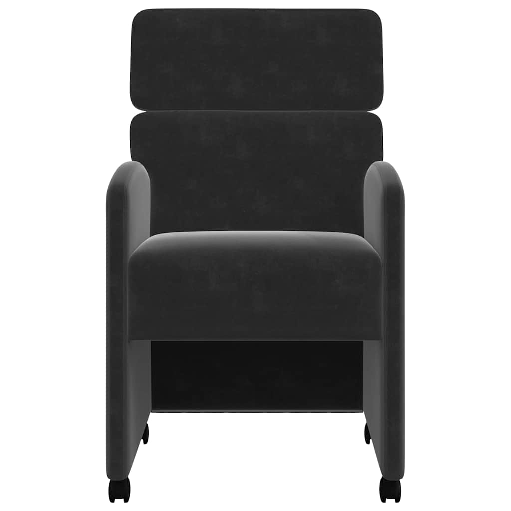 Valgomojo Kėdės su Ratukais 2 pcs Juoda 58 x 65 x 98 cm Aksomas