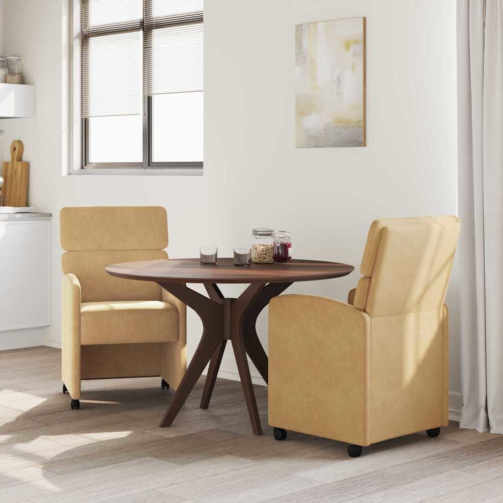Valgomojo Kėdės su Ratukais 2 pcs Ruda 58 x 65 x 98 cm Aksomas