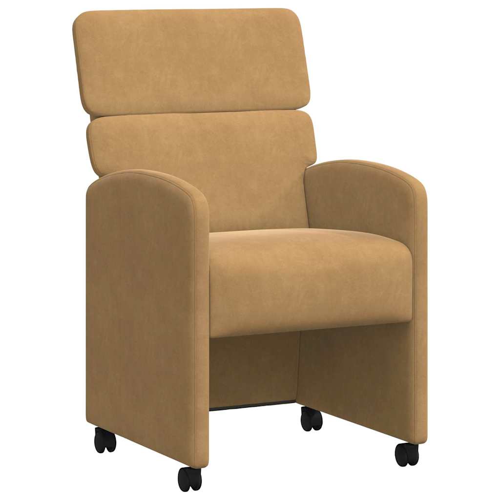 Valgomojo Kėdės su Ratukais 2 pcs Ruda 58 x 65 x 98 cm Aksomas