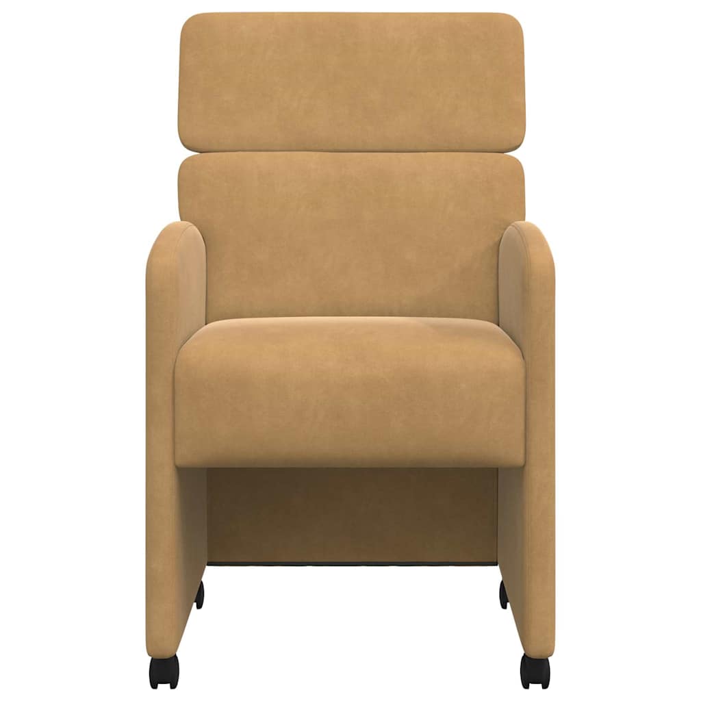 Valgomojo Kėdės su Ratukais 2 pcs Ruda 58 x 65 x 98 cm Aksomas