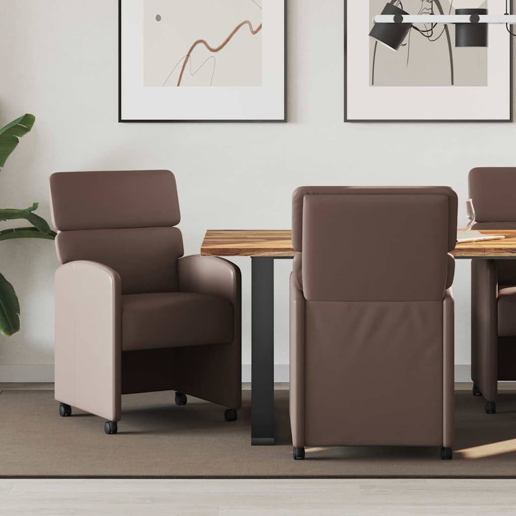 Valgomojo Kėdės su Ratukais 2 pcs Ruda 58 x 65 x 98 cm