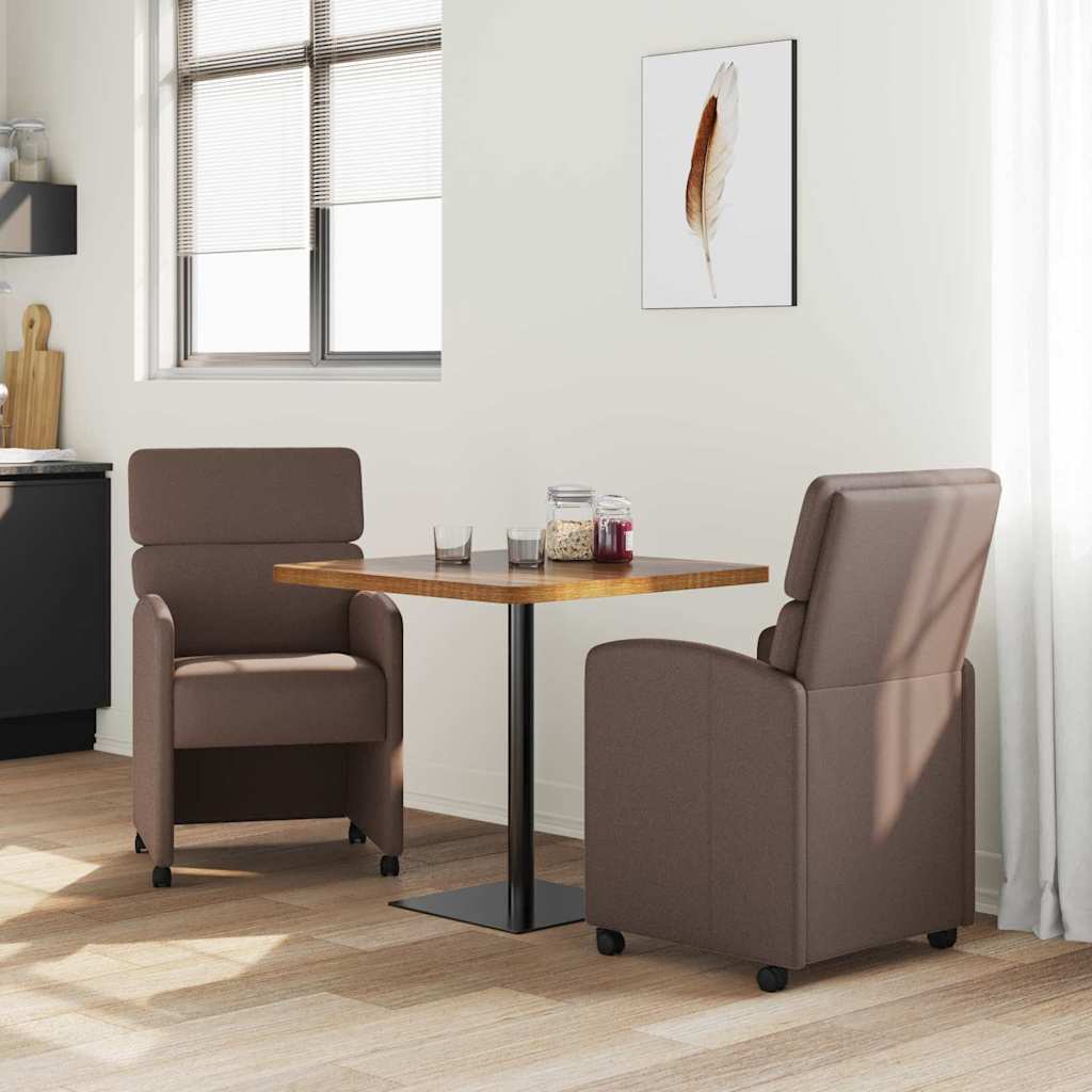 Valgomojo Kėdės su Ratukais 2 pcs Ruda 58 x 65 x 98 cm