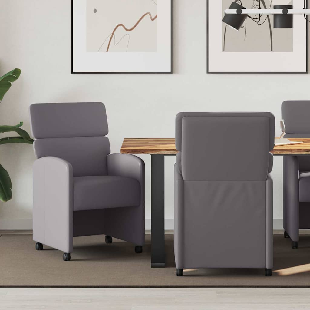 Valgomojo Kėdės su Ratukais 2 pcs Pilka 58 x 65 x 98 cm