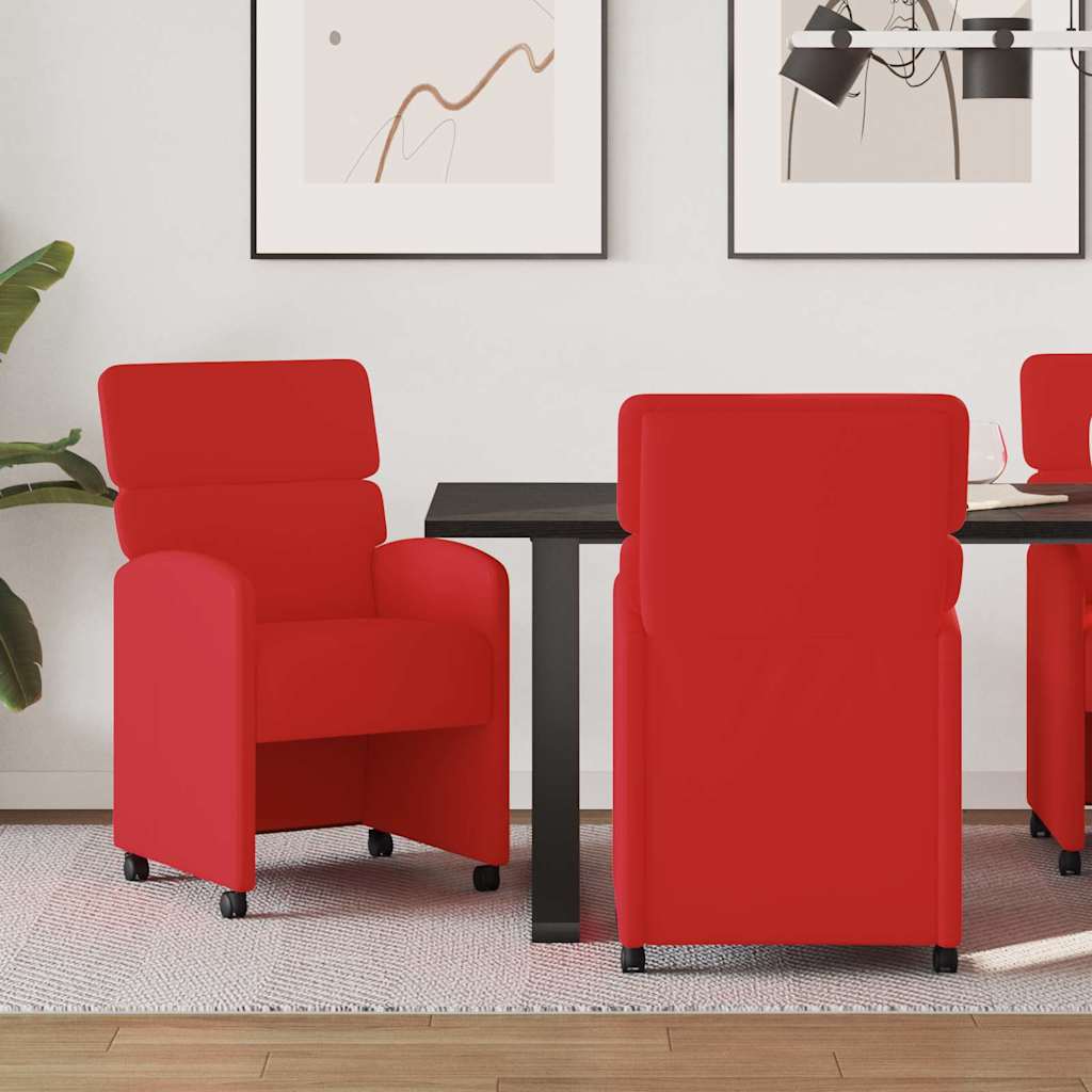 Ēdamistabas krēsli ar ritentiņiem 2 gab. sarkani 58 x 65 x 98 cm