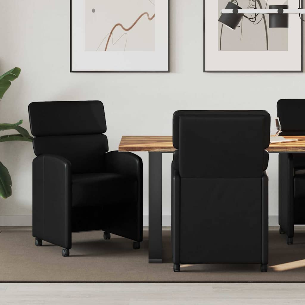 Valgomojo Kėdės su Ratukais 2 pcs Juoda 58 x 65 x 98 cm