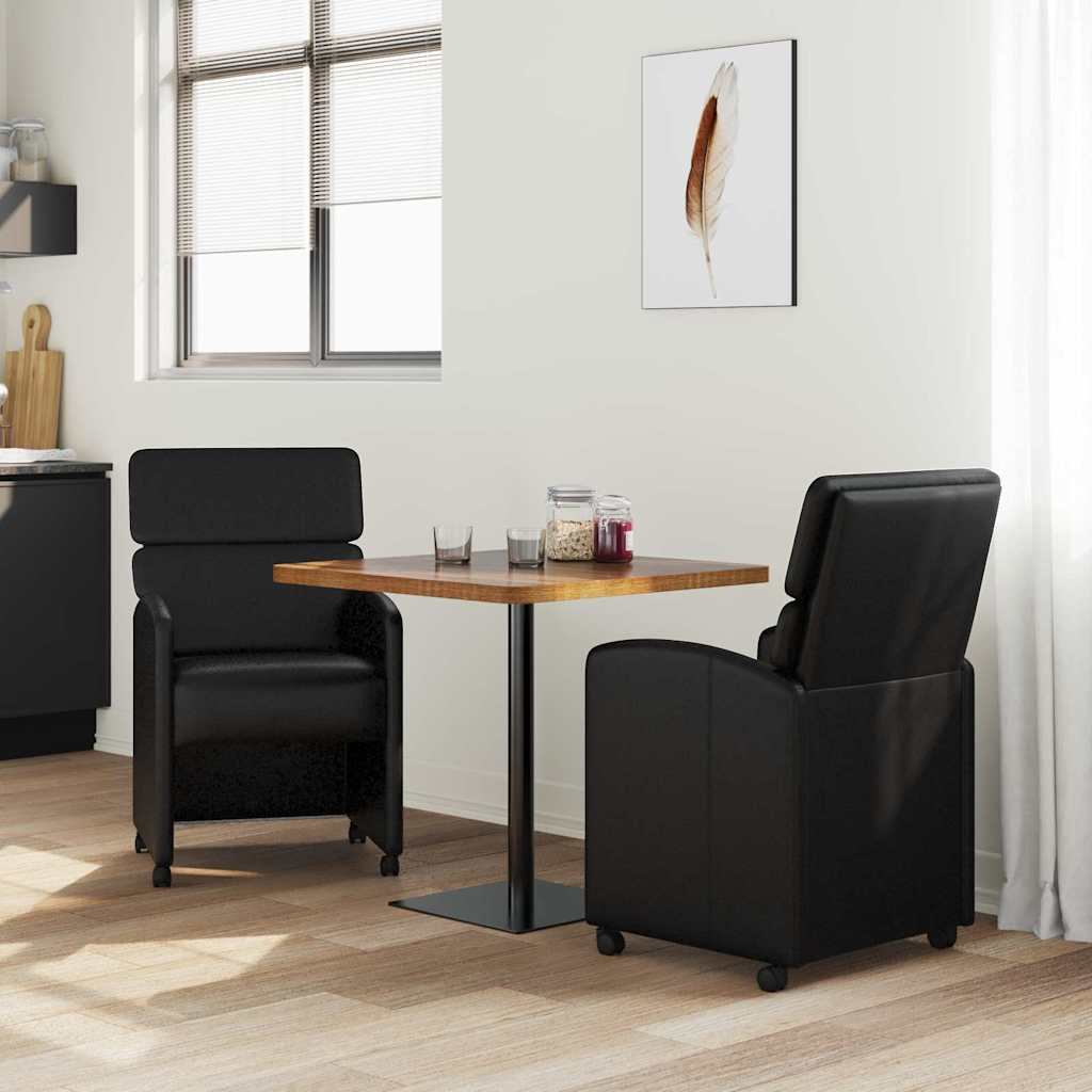 Valgomojo Kėdės su Ratukais 2 pcs Juoda 58 x 65 x 98 cm