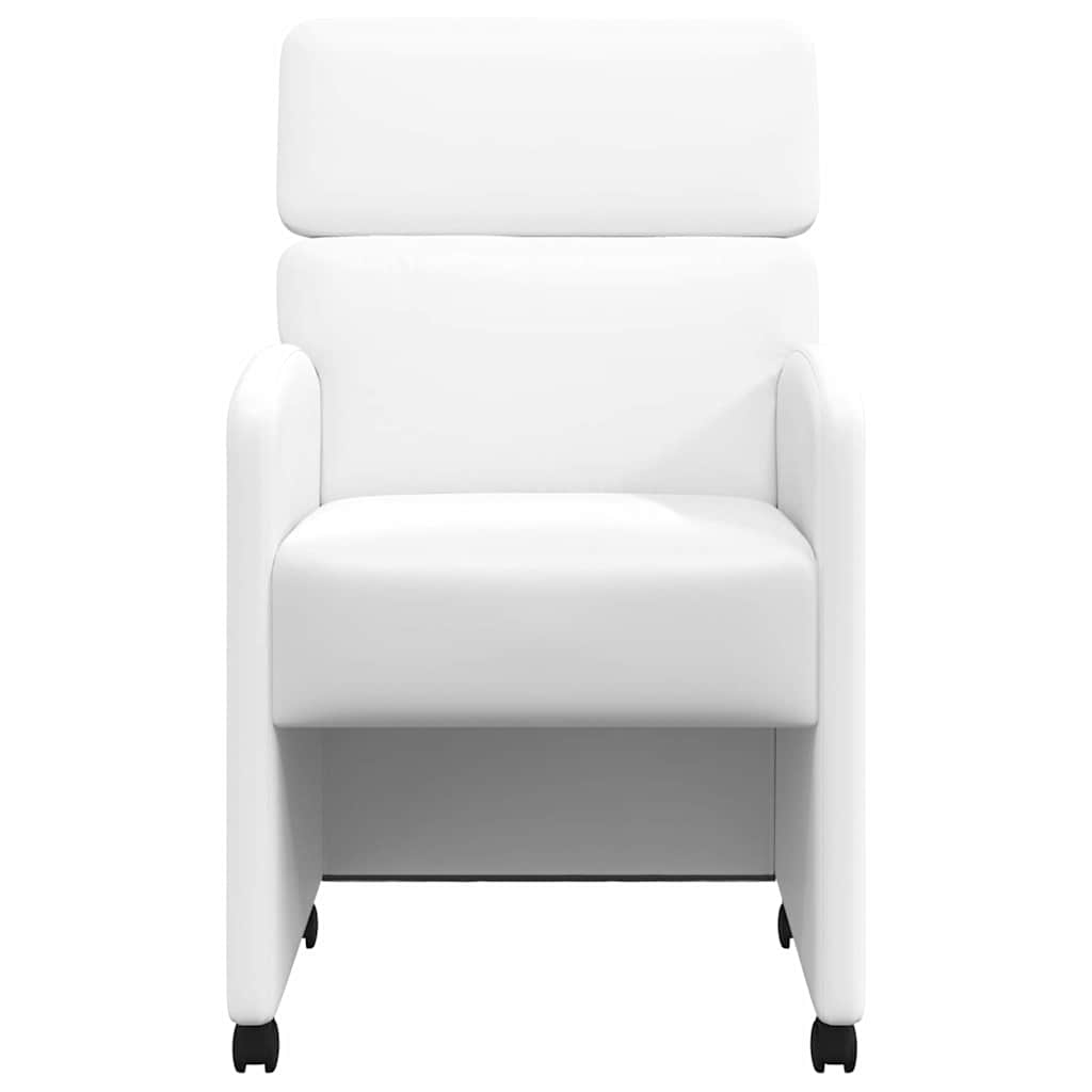 Ēdamistabas krēsli ar ritentiņiem 2 gab. balti 58 x 65 x 98 cm