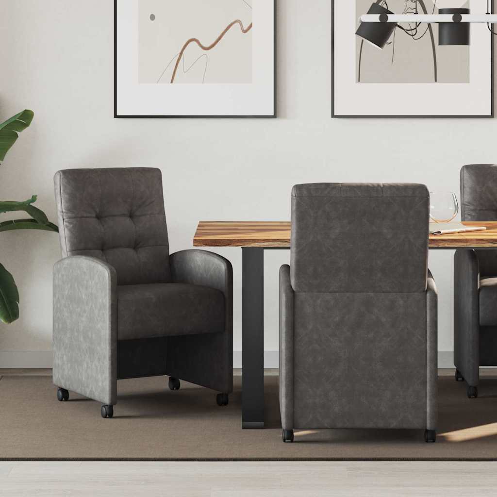 Valgomojo Kėdės su Ratukais 2 pcs Juoda 58 x 67 x 97 cm