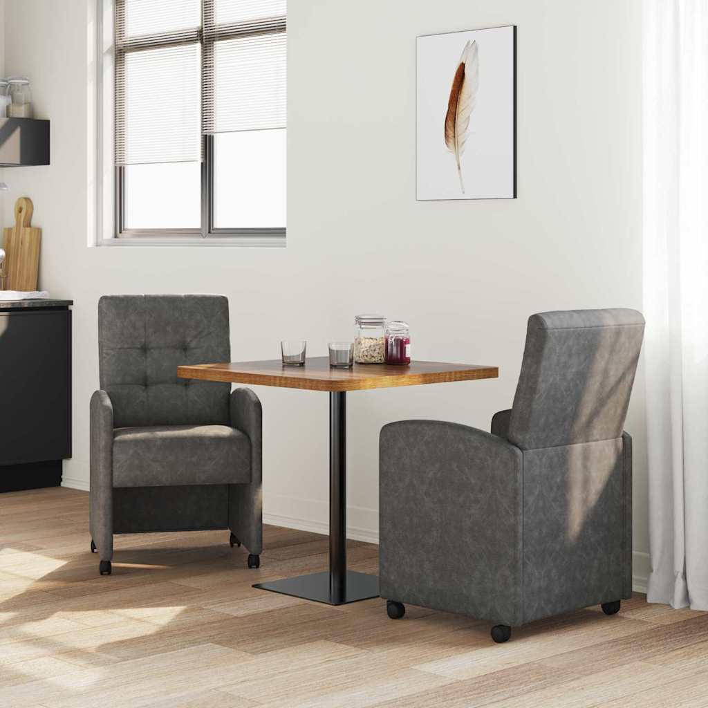 Valgomojo Kėdės su Ratukais 2 pcs Juoda 58 x 67 x 97 cm