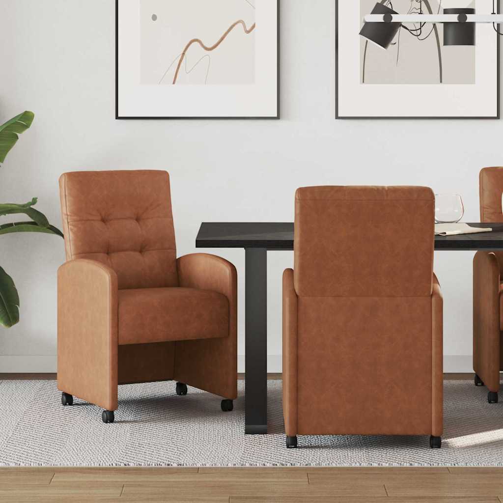 Valgomojo Kėdės su Ratukais 2 pcs Ruda 58 x 67 x 97 cm