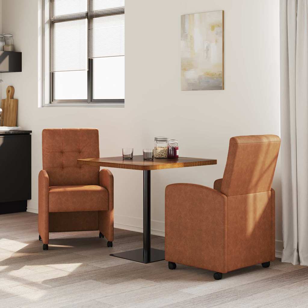 Valgomojo Kėdės su Ratukais 2 pcs Ruda 58 x 67 x 97 cm