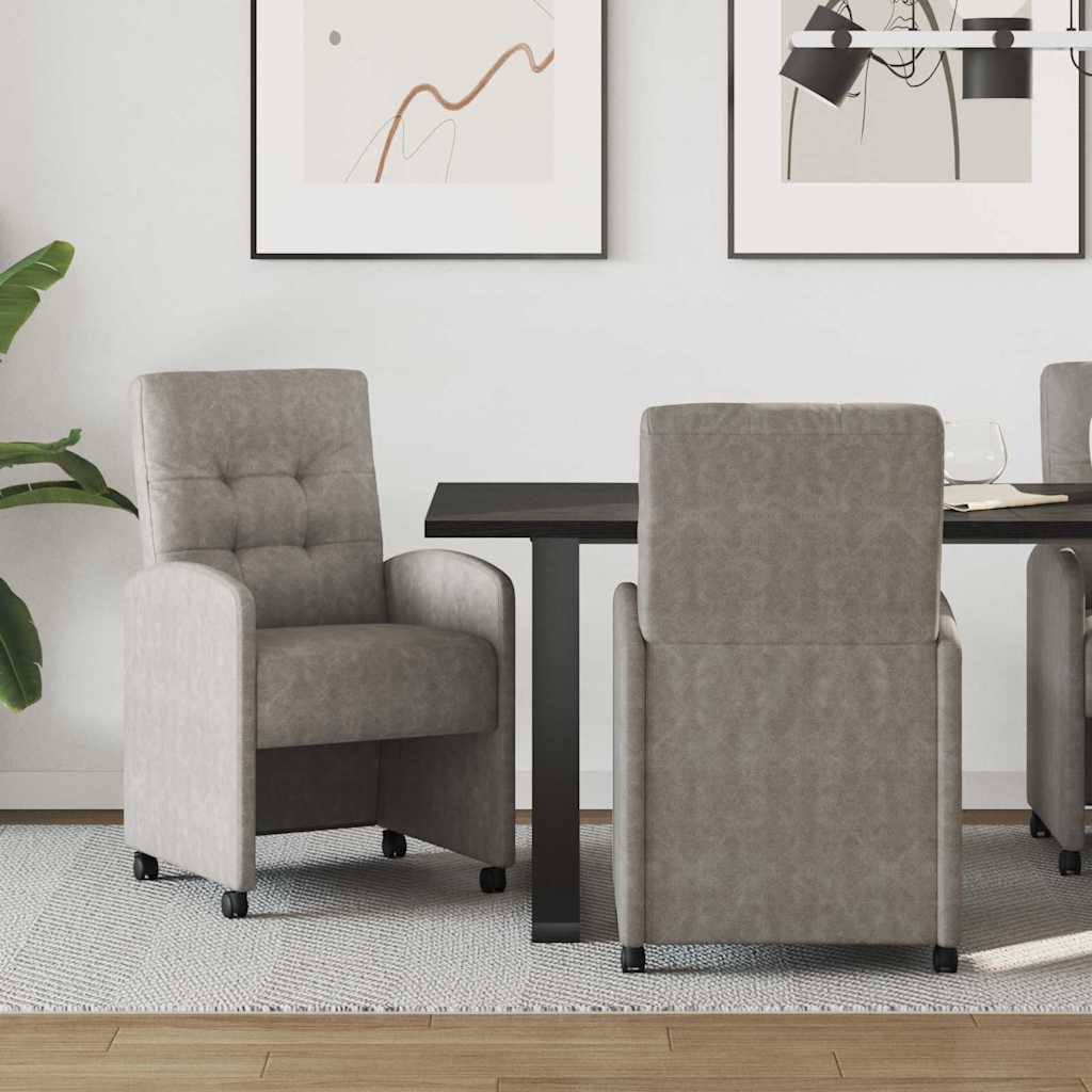 Valgomojo Kėdės su Ratukais 2 pcs Pilka 58 x 67 x 97 cm