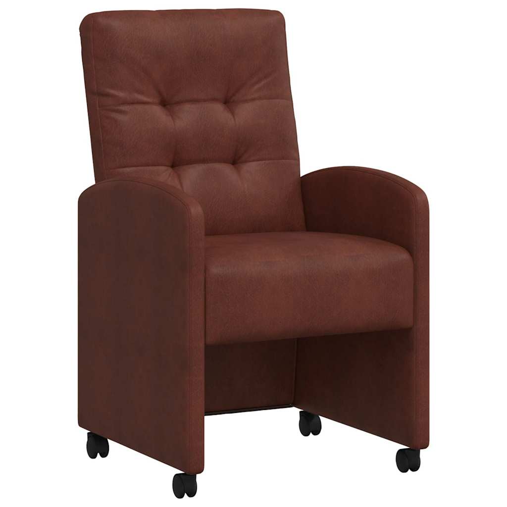 Valgomojo Kėdės su Ratukais 2 pcs Blizgiai ruda 58 x 67 x 97 cm