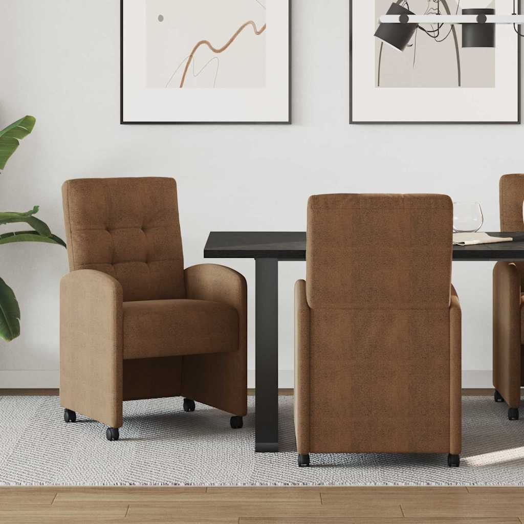 Valgomojo Kėdės su Ratukais 2 pcs Ruda 57 x 67 x 98 cm
