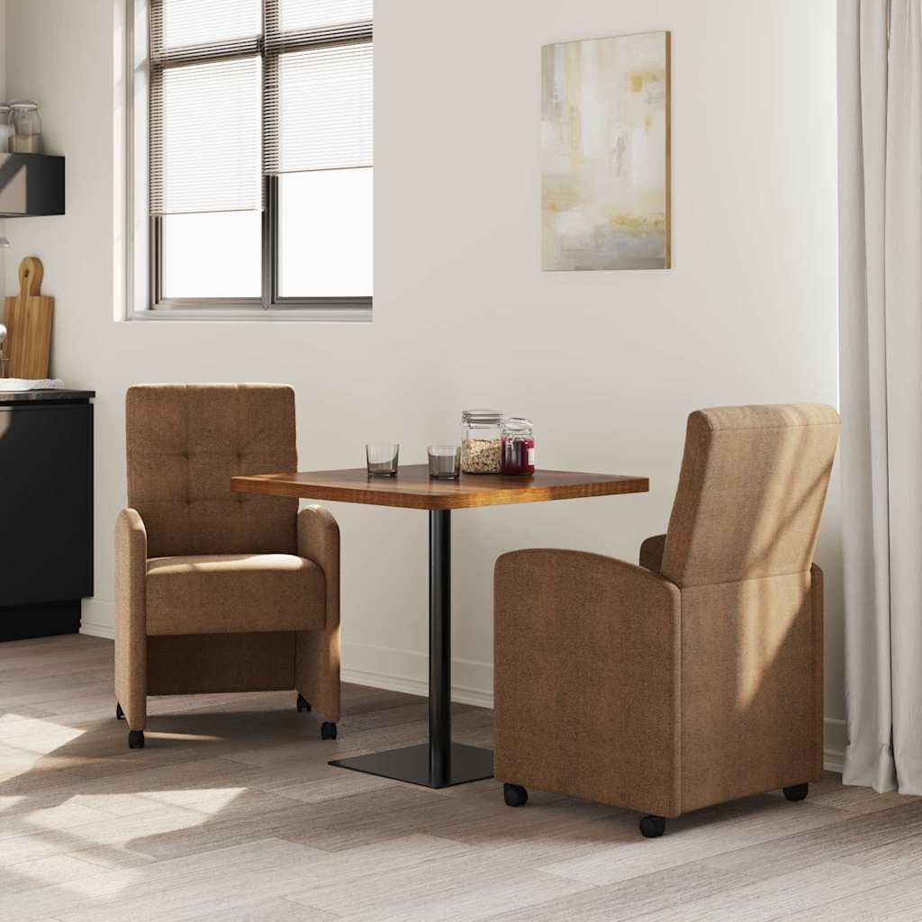 Valgomojo Kėdės su Ratukais 2 pcs Ruda 57 x 67 x 98 cm