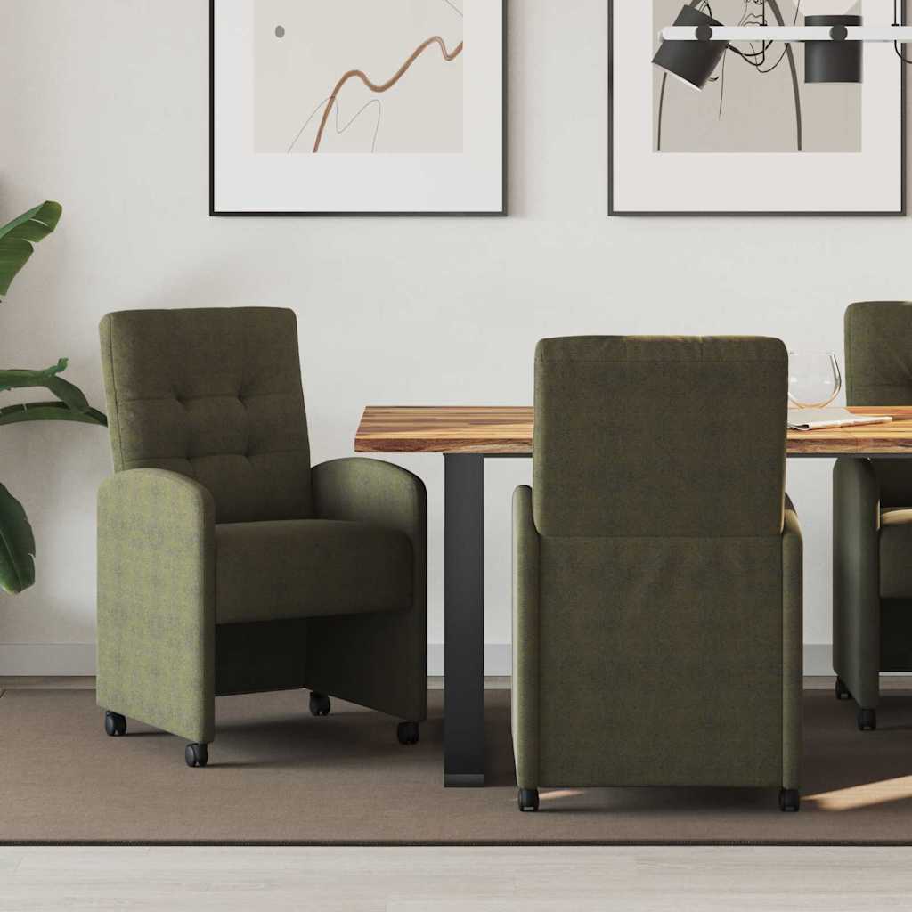 Valgomojo Kėdės su Ratukais 2 pcs Armijos žalia 58 x 67 x 97 cm