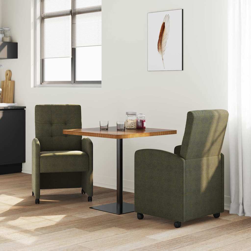 Valgomojo Kėdės su Ratukais 2 pcs Armijos žalia 58 x 67 x 97 cm
