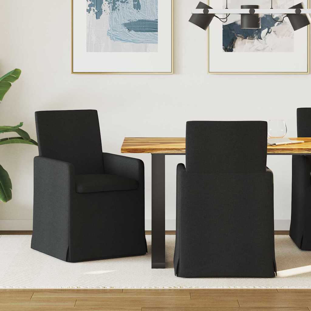 Valgomojo kėdės 2 pcs Juoda 57 x 67 x 95 cm audinys