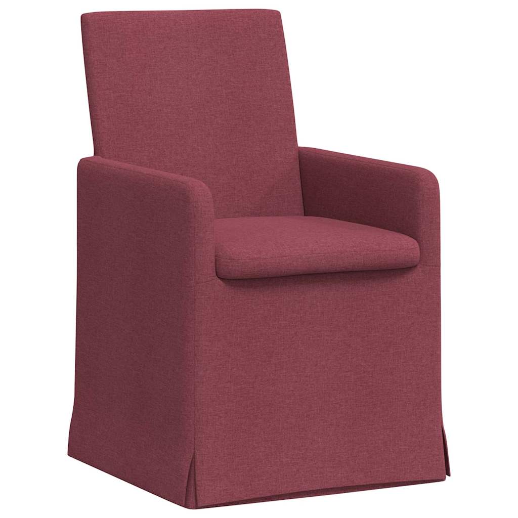 Valgomojo kėdės 2 pcs Vyno raudonumo 57 x 67 x 95 cm audinys