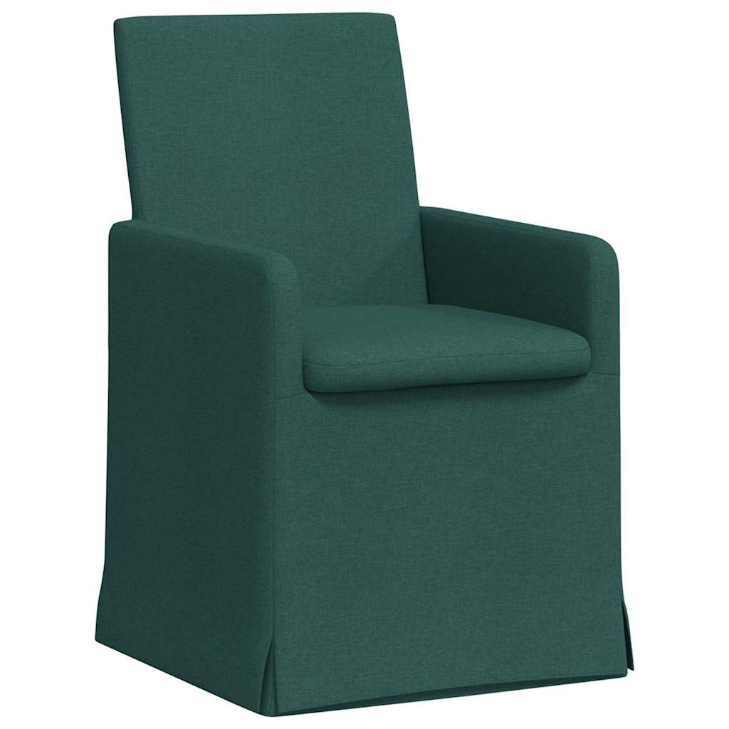 Valgomojo kėdės 2 pcs Tamsiai žalia 57 x 67 x 95 cm audinys