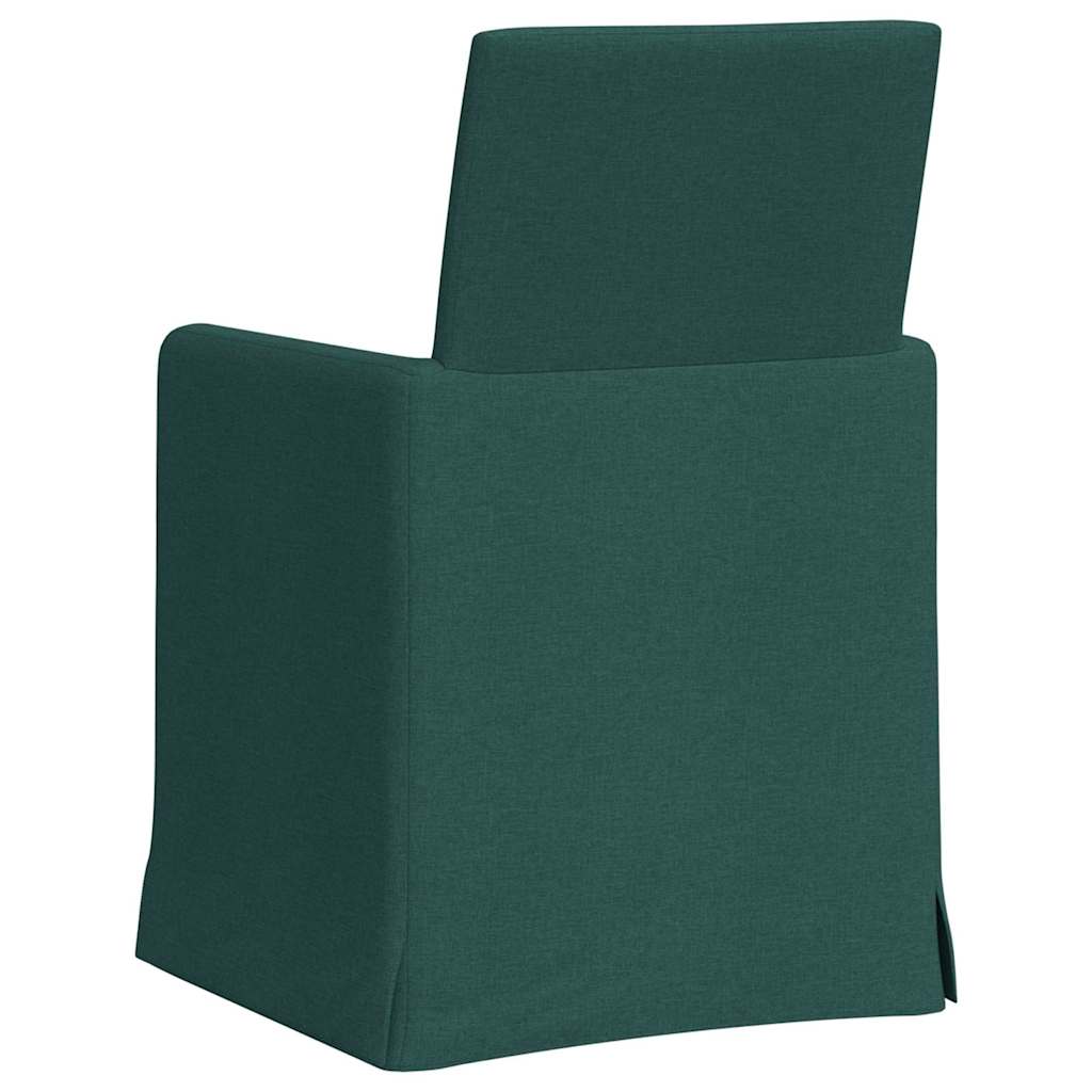 Valgomojo kėdės 2 pcs Tamsiai žalia 57 x 67 x 95 cm audinys