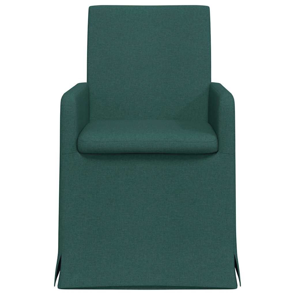 Valgomojo kėdės 2 pcs Tamsiai žalia 57 x 67 x 95 cm audinys