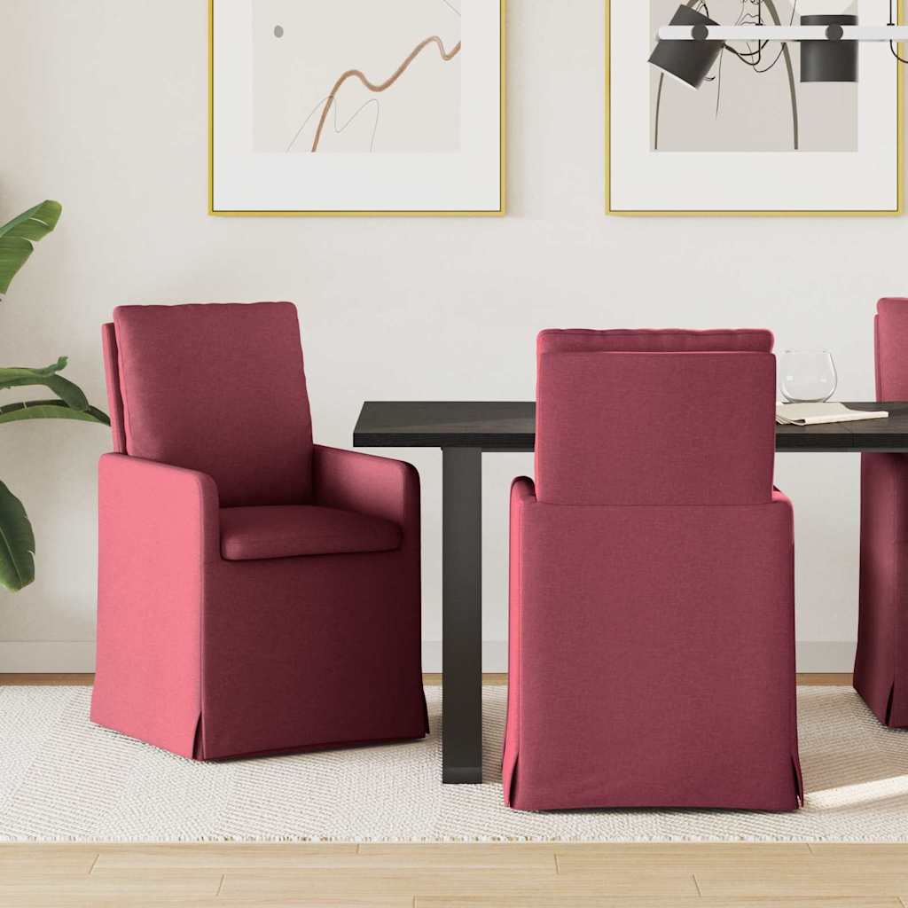 Valgomojo kėdės 2 pcs Vyno raudonumo 57 x 67 x 98 cm audinys