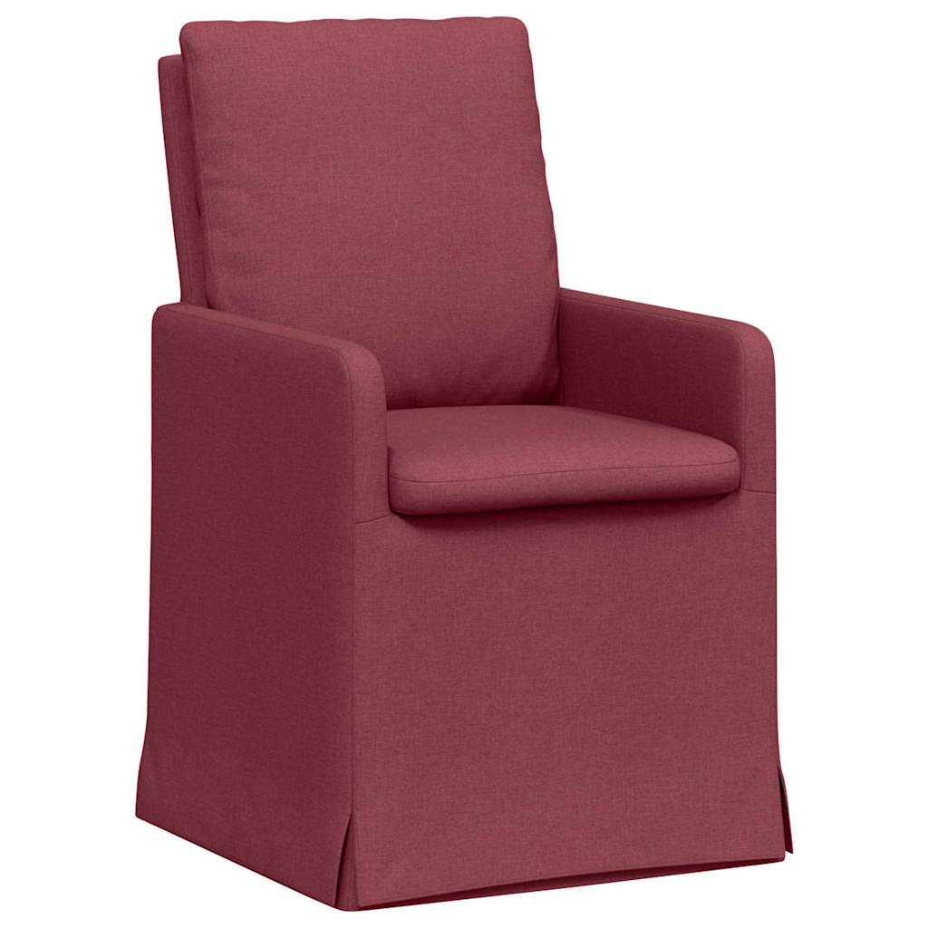 Valgomojo kėdės 2 pcs Vyno raudonumo 57 x 67 x 98 cm audinys