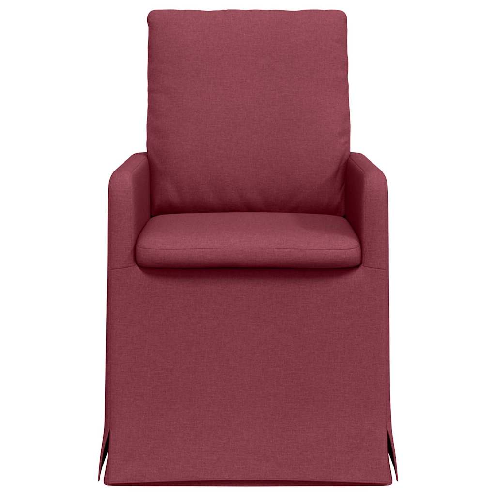Valgomojo kėdės 2 pcs Vyno raudonumo 57 x 67 x 98 cm audinys