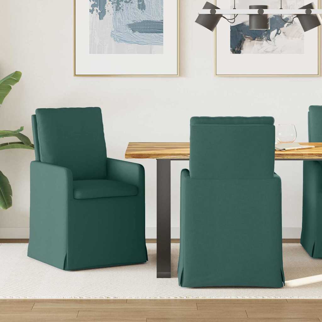 Valgomojo kėdės 2 pcs Tamsiai žalia 57 x 67 x 98 cm audinys