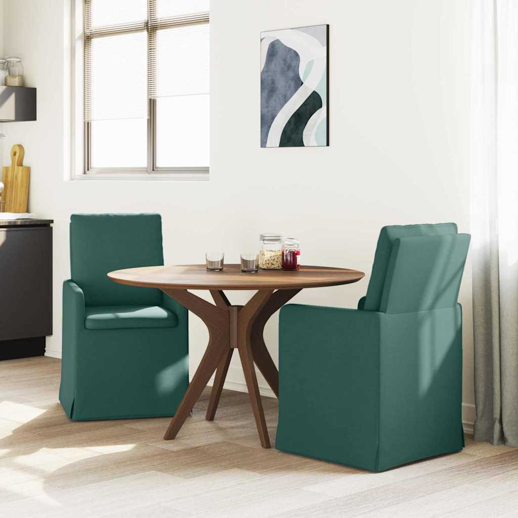 Valgomojo kėdės 2 pcs Tamsiai žalia 57 x 67 x 98 cm audinys