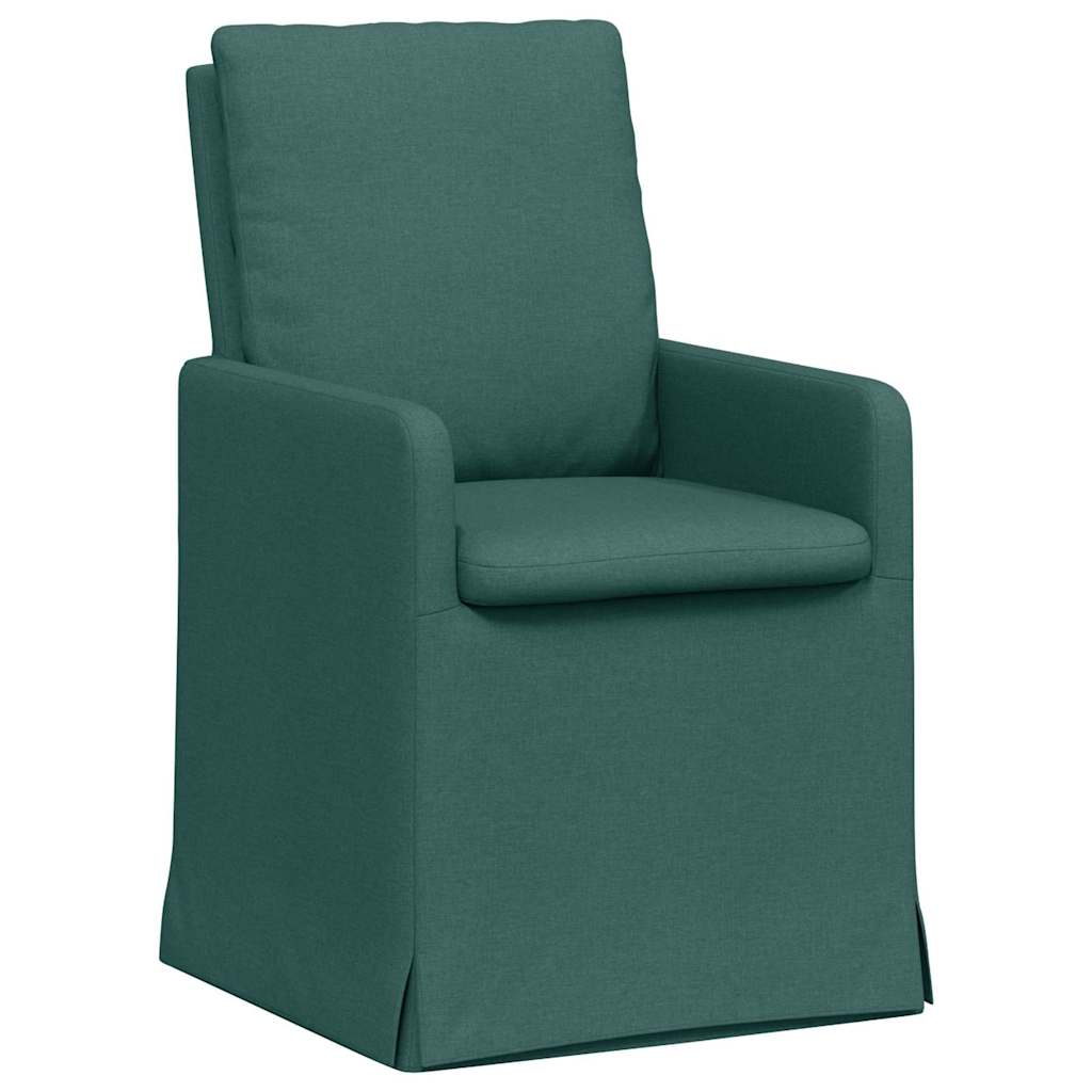 Valgomojo kėdės 2 pcs Tamsiai žalia 57 x 67 x 98 cm audinys