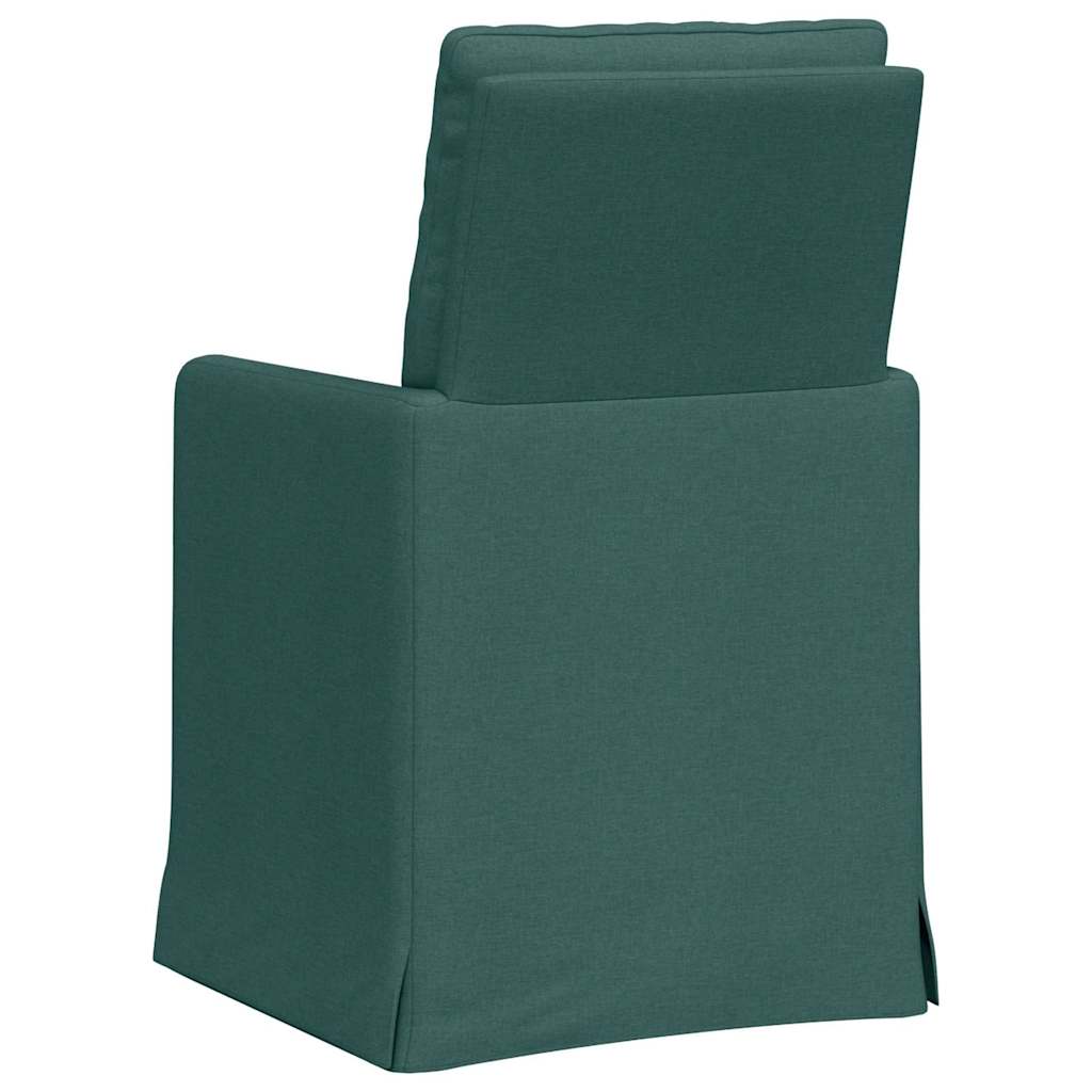 Valgomojo kėdės 2 pcs Tamsiai žalia 57 x 67 x 98 cm audinys