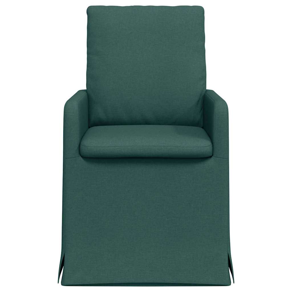 Valgomojo kėdės 2 pcs Tamsiai žalia 57 x 67 x 98 cm audinys