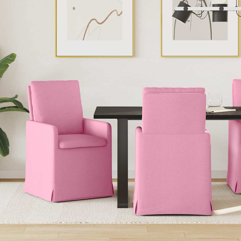 Valgomojo kėdės 2 pcs Rožinė 57 x 67 x 98 cm audinys