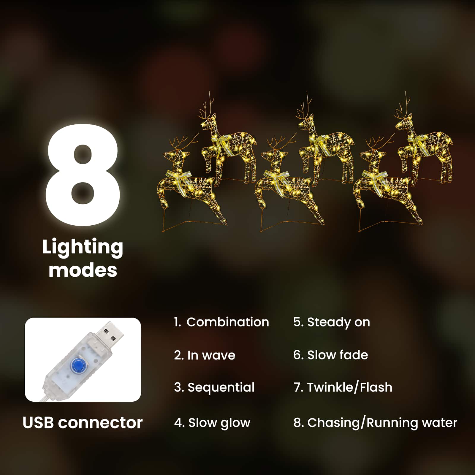 LED elniai su 180 LED 6 pcs Auksinė PET