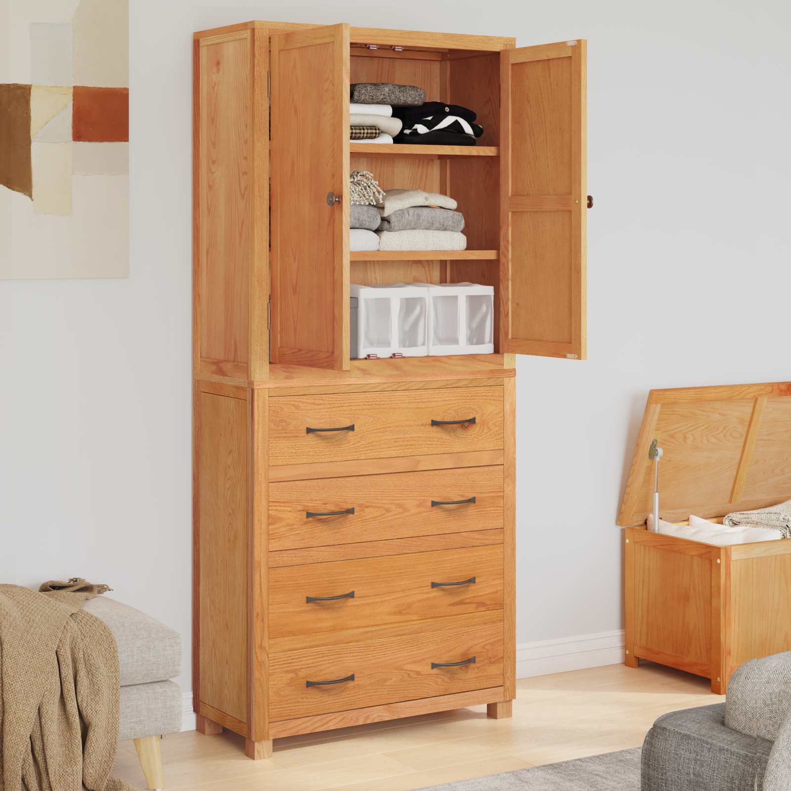 Storage Furniture Set with Drawers Brown Engineered Wood