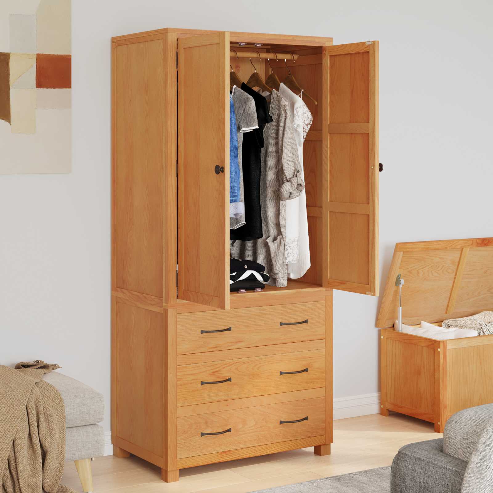 Storage Furniture Set with Drawers Brown Engineered Wood