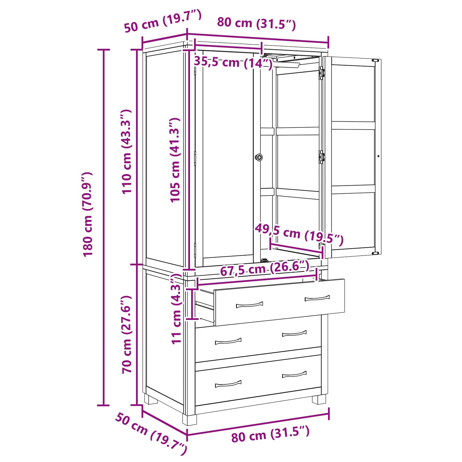 Storage Furniture Set with Drawers Brown Engineered Wood