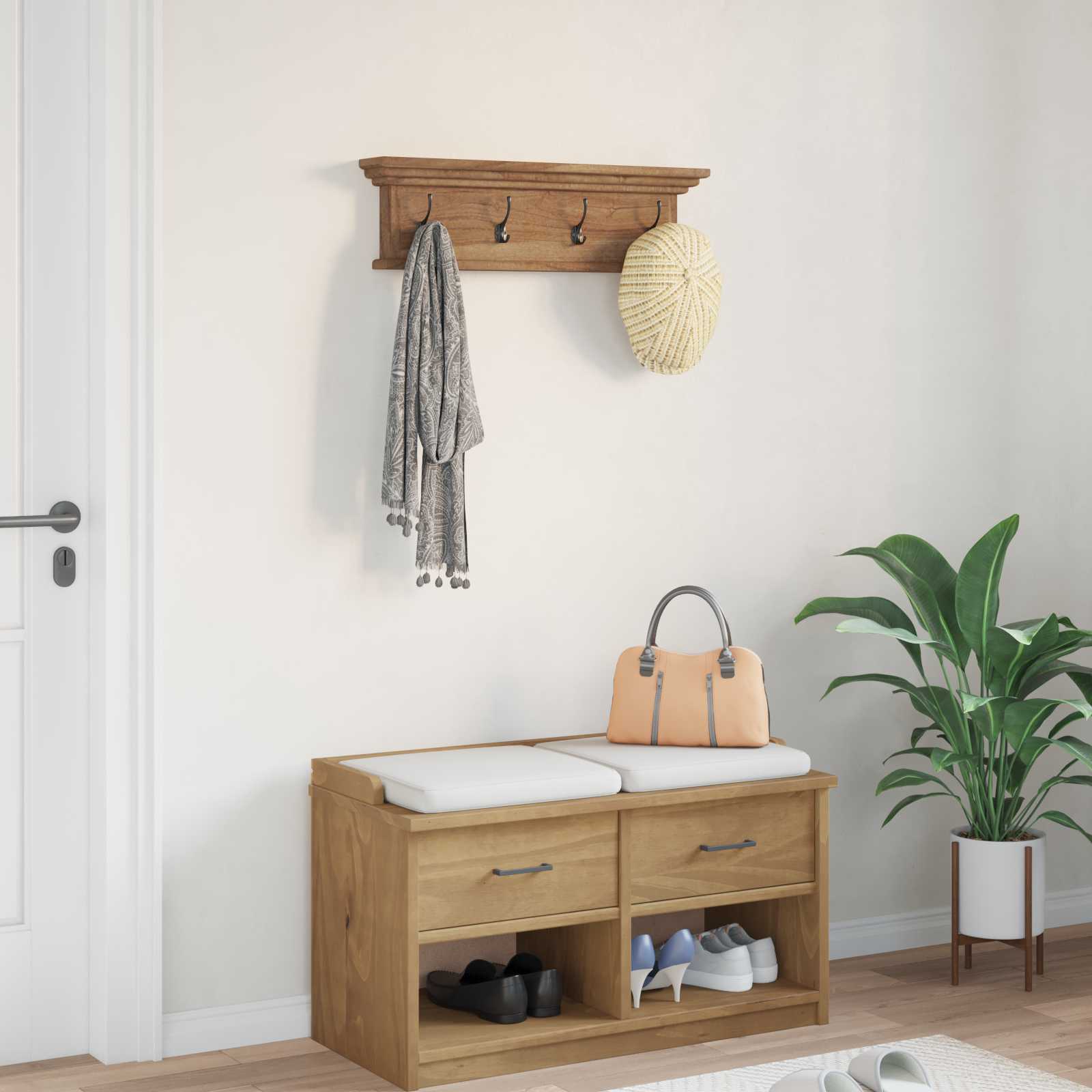 Piekare mētelim Dabīga 70 x 10 x 20 cm Masīvkoka