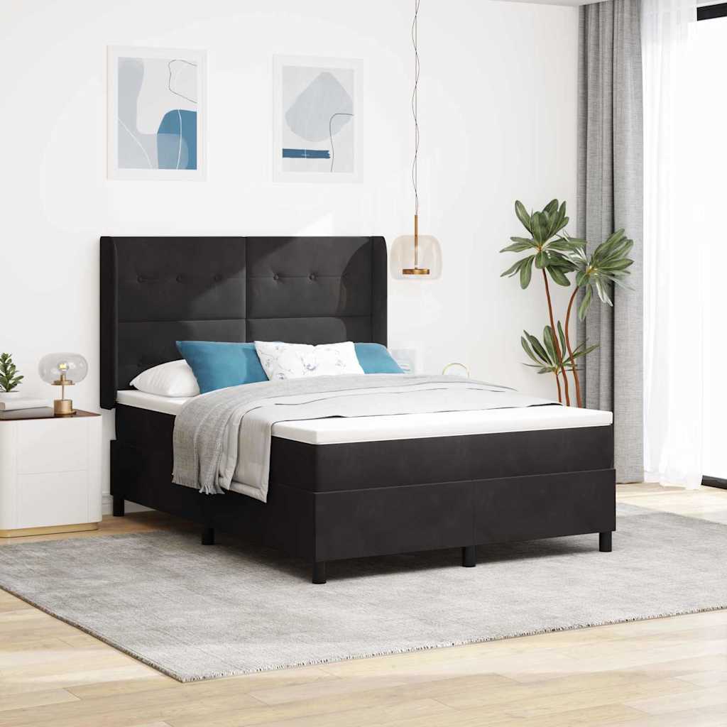 LED dėžės spyruoklinė lova su čiužiniu Juoda 160 x 200 cm