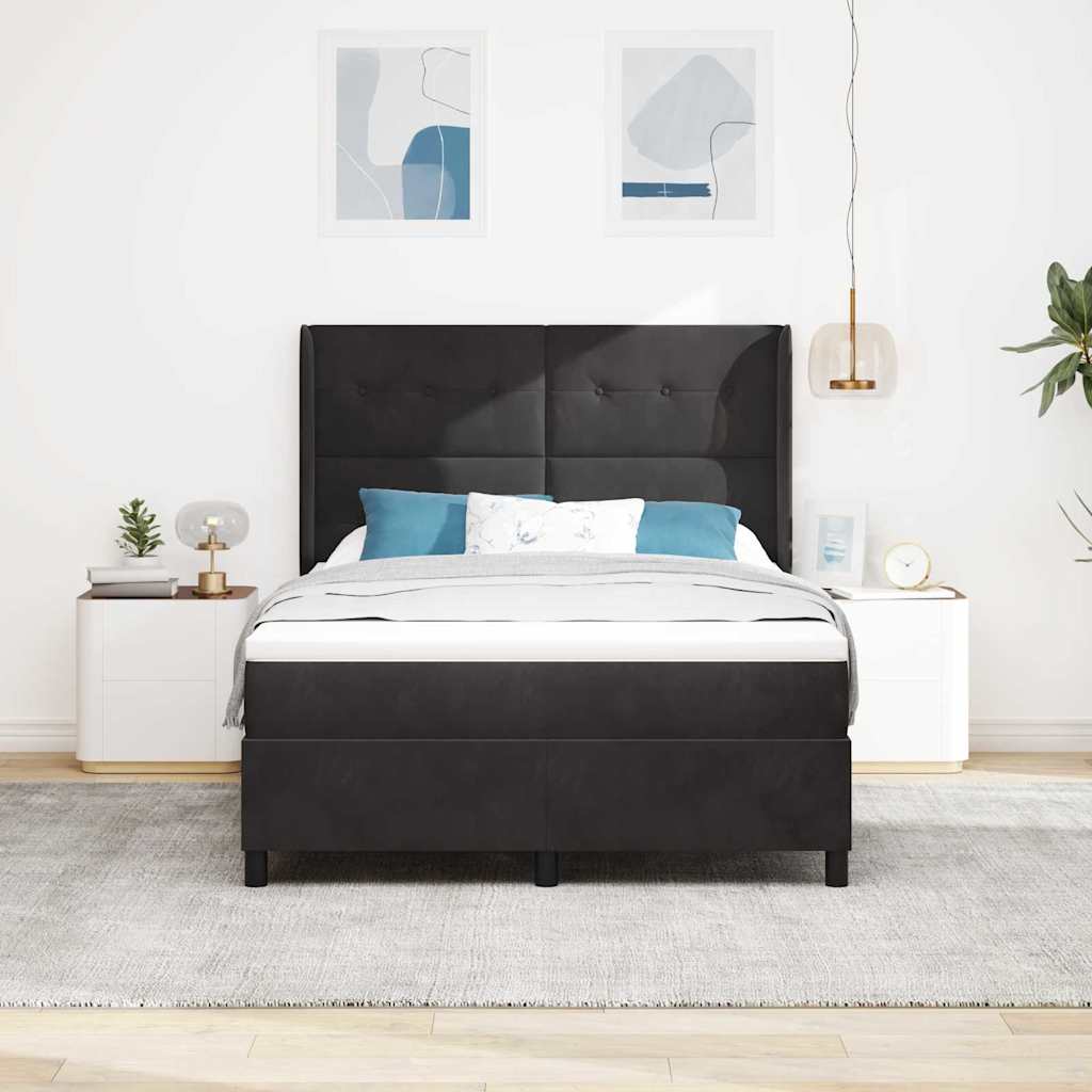 LED dėžės spyruoklinė lova su čiužiniu Juoda 160 x 200 cm